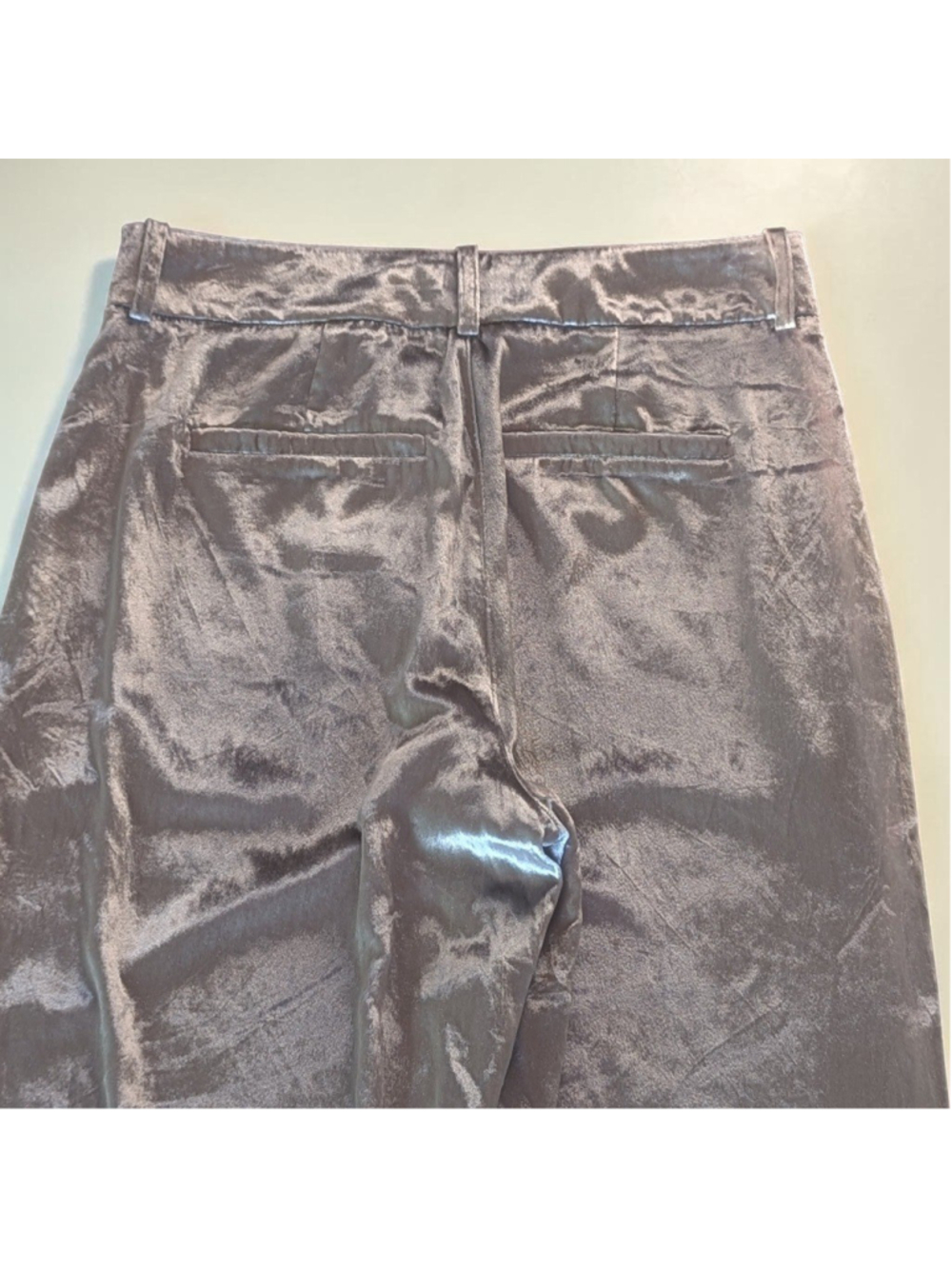 PAIGE Silver Velvet Wide Leg Pants NWT Sz 4 Icy Gray - Picture 9 of 16